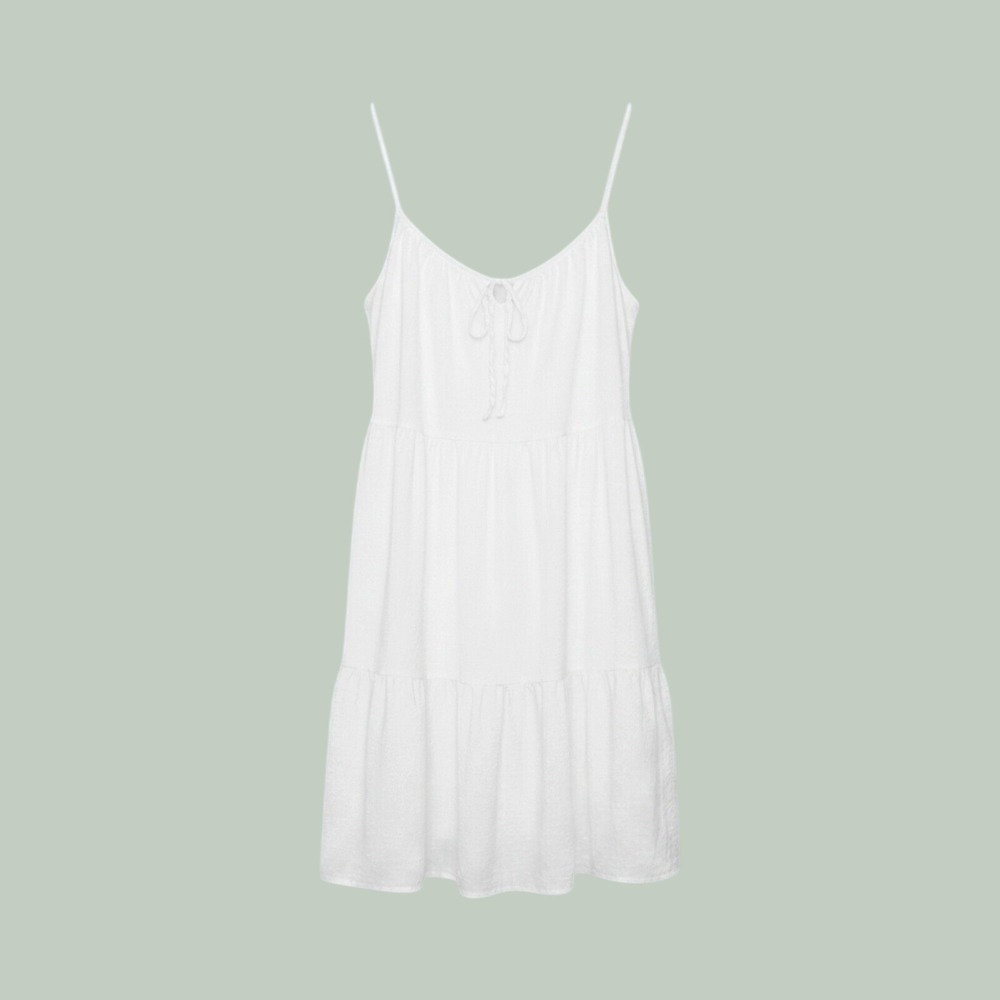 Old Navy White Swiss Dot Tiered‎ Mini Cami Dress Cottagecore Pockets Romantic M